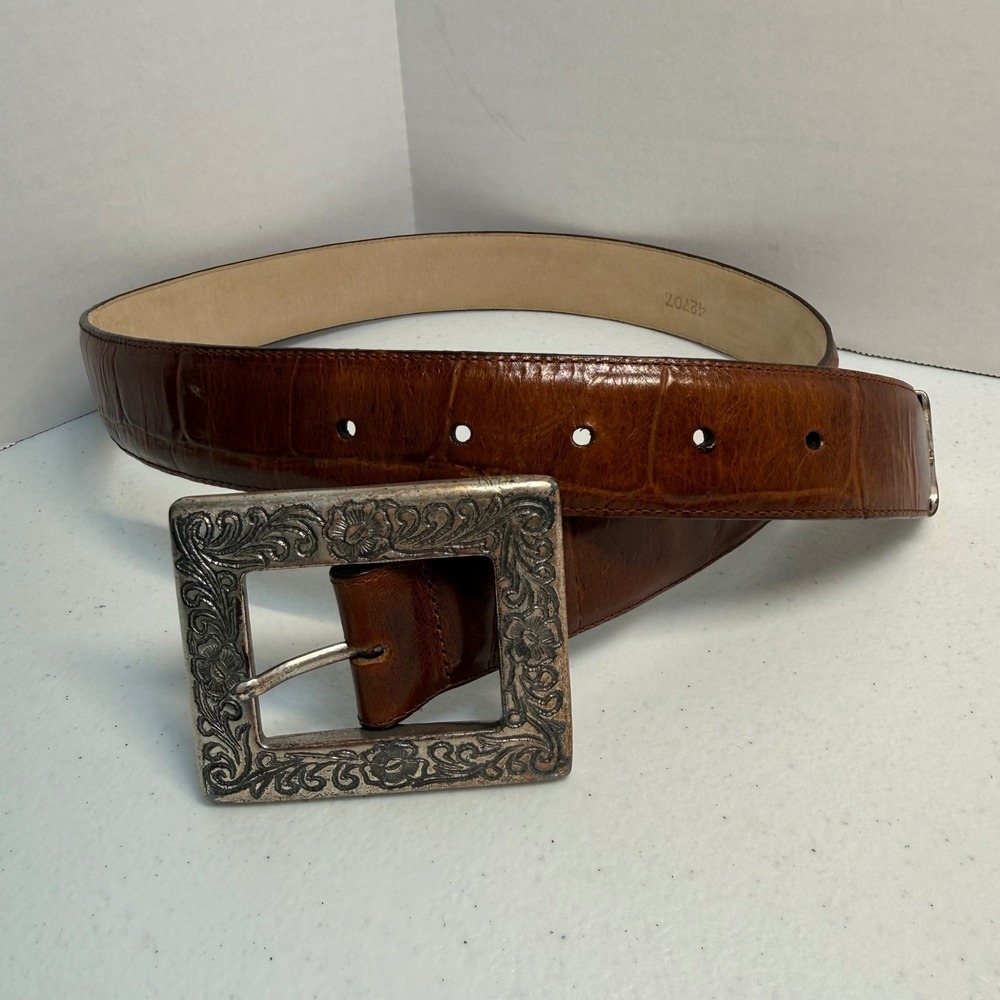 Brighton VTG (1992) Brown Leather Ornate Silver Buckle  #42707